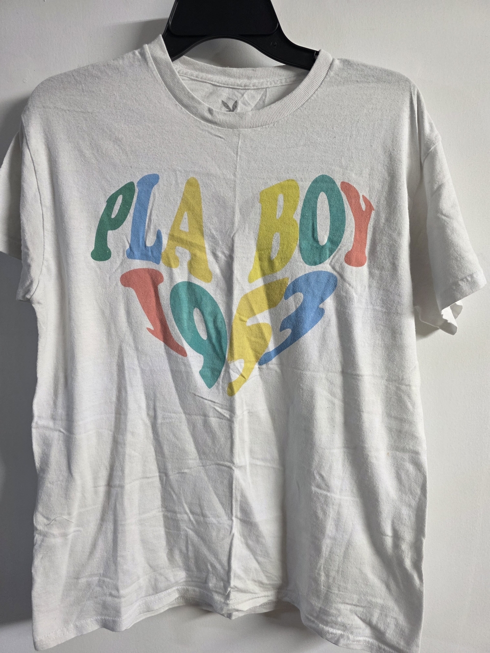PLAYBOY White Graphic Tee with Multicolor 'Playboy 1953' Print